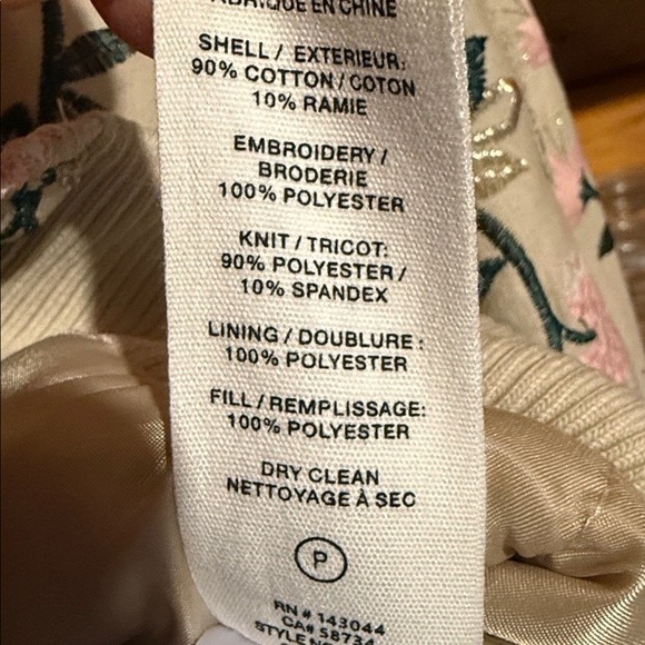 Avec Les Filles Pastel Floral Embroidered Bomber Jacket Beige Pink Women NWT SM - Picture 7 of 11